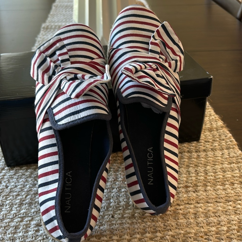 Blue, red, white